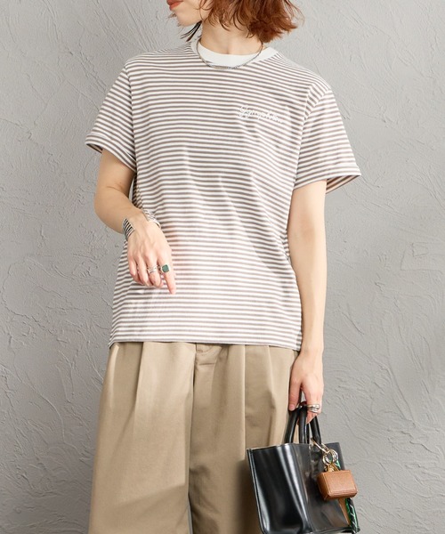 GYMPHLEX（ジムフレックス）の「[GYMPHLEX/ジムフレックス] コットンジャージー ワンポイントロゴ刺繍Tシャツ（Tシャツ/カットソー・レディース・ライトブラウン/ブラック/ブルー/チャコールグレー/ホワイト系/ホワイト・L/14/M）」の13枚目の写真