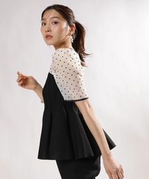 JUSGLITTY（ジャスグリッティー）の「５分袖ドットブラウスレイヤードニット（ニット/セーター）」