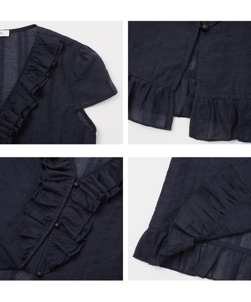 EIGHTHMONTH（エイスマンス）の「シアーフリルショートブラウス EM26s064【EIGHTHMONTH】（シャツ/ブラウス・レディース・ネイビー・S/M）」の18枚目の写真