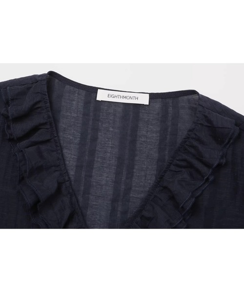EIGHTHMONTH（エイスマンス）の「シアーフリルショートブラウス EM26s064【EIGHTHMONTH】（シャツ/ブラウス・レディース・ネイビー・S/M）」の19枚目の写真