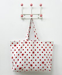 ESCAPEFROM（エスケープフロム）の「トマトピクセル ESCF ドット星デニムエコバッグ（エコバッグ/サブバッグ）」