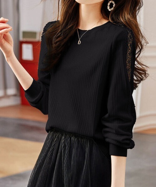 ONEP STAR(ワンピスター)の「シアーレーススリーブトップス(Tシャツ/カットソー・レディース・ブラック/ホワイト・MEDIUM/LARGE)」の9枚目の写真