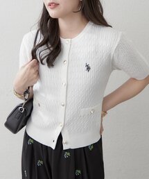 新色入荷【U.S. POLO ASSN. ×RMAF】ケーブル半袖カーディガン