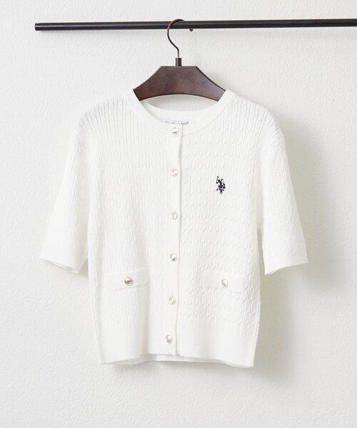 U.S. POLO ASSN.(ユーエスポロアッスン)の「新色入荷【U.S. POLO ASSN. ×RMAF】ケーブル半袖カーディガン(Tシャツ/カットソー・レディース・ネイビー/イエロー/グレー/アイボリー/サックスブルー/その他12/ピンク・FREE)」の13枚目の写真