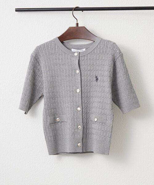 U.S. POLO ASSN.(ユーエスポロアッスン)の「新色入荷【U.S. POLO ASSN. ×RMAF】ケーブル半袖カーディガン(Tシャツ/カットソー・レディース・ネイビー/イエロー/グレー/アイボリー/サックスブルー/その他12/ピンク・FREE)」の19枚目の写真