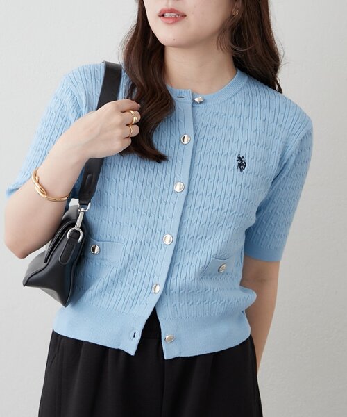 U.S. POLO ASSN.(ユーエスポロアッスン)の「新色入荷【U.S. POLO ASSN. ×RMAF】ケーブル半袖カーディガン(Tシャツ/カットソー・レディース・ネイビー/イエロー/グレー/アイボリー/サックスブルー/その他12/ピンク・FREE)」の20枚目の写真
