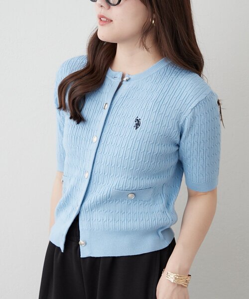 U.S. POLO ASSN.(ユーエスポロアッスン)の「新色入荷【U.S. POLO ASSN. ×RMAF】ケーブル半袖カーディガン(Tシャツ/カットソー・レディース・ネイビー/イエロー/グレー/アイボリー/サックスブルー/その他12/ピンク・FREE)」の21枚目の写真