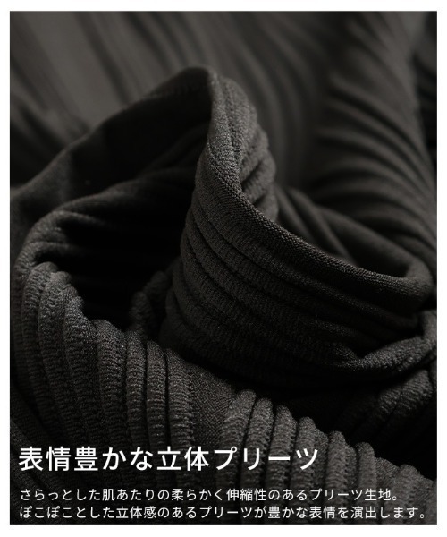 Sawa a la mode(サワアラモード)の「ウェーブプリーツフレンチスリーブカットソー(Tシャツ/カットソー・レディース・ブラウン/ブラック・FREE)」の13枚目の写真