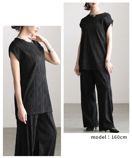 Sawa a la mode(サワアラモード)の「ウェーブプリーツフレンチスリーブカットソー(Tシャツ/カットソー・レディース・ブラウン/ブラック・FREE)」の11枚目の写真