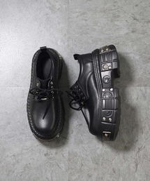 ATMARK（アットマーク）の「《3サイズ展開　/　UNISEX　》メタルチップ　PUレザーシューズ　厚底　ボリュームソール　ローファー（ローファー）」