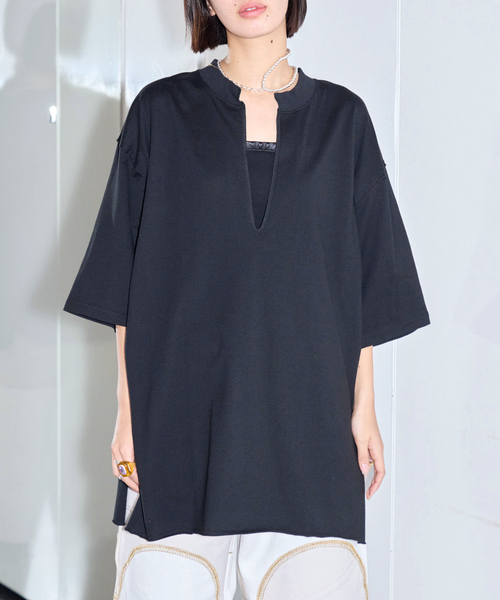 CITYSHOP(シティーショップ)の「《追加》KEY NECK Tシャツ(Tシャツ/カットソー・レディース・ブラック/ホワイト・FREE)」の7枚目の写真