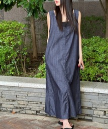 YUGA_YGMC Korean-style Denim I-line dress