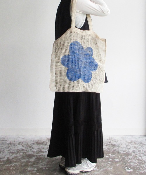 EARTH MADE（アースメイド）の「JUTE PRINT TOTE（トートバッグ・レディース・ピンク/ブルー/ブラック/イエロー・FREE）」の7枚目の写真