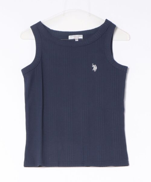 U.S. POLO ASSN.（ユーエスポロアッスン）の「【U.S. POLO ASSN./ユーエスポロアッスン】【細見え シンプルブランドロゴ刺繍】ワンポイントリブタンクトップ 着痩せ 伸縮性 インナー 重ね着 春 夏（タンクトップ・レディース・ネイビー/オフホワイト/ブラック・MEDIUM/LARGE）」の3枚目の写真