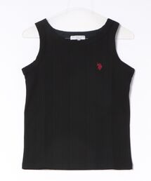 【U.S. POLO ASSN./ユーエスポロアッスン】【細見え シンプルブランドロゴ刺繍】ワンポイントリブタンクトップ 着痩せ 伸縮性 インナー 重ね着 春 夏