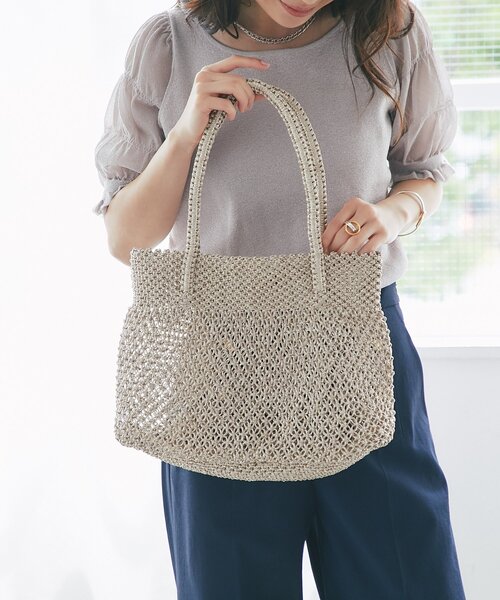 La boutique BonBon（ラブティックボンボン）の「【バグマティ】メタリッククロシェトートバッグ（トートバッグ・レディース・ピンク/ゴールド・FREE）」の3枚目の写真