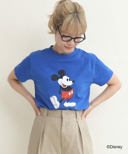 CHILD WOMAN(チャイルドウーマン)の「ミッキーマウス/プリントTシャツ(Tシャツ/カットソー・レディース・ピンク/イエロー/グレー/パープル/ブルー・FREE)」の2枚目の写真
