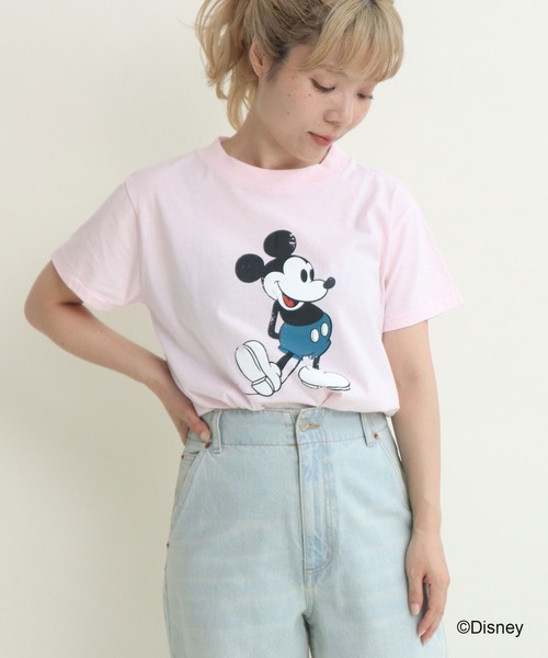 CHILD WOMAN(チャイルドウーマン)の「ミッキーマウス/プリントTシャツ(Tシャツ/カットソー・レディース・ピンク/イエロー/グレー/パープル/ブルー・FREE)」の6枚目の写真
