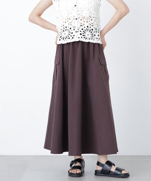N.(N. Natural Beauty Basic)(エヌエヌナチュラルビューティーベーシック)の「ワークディテールフレアスカート(スカート・レディース・ベージュ/ダークブラウン・MEDIUM/P/S)」の1枚目の写真