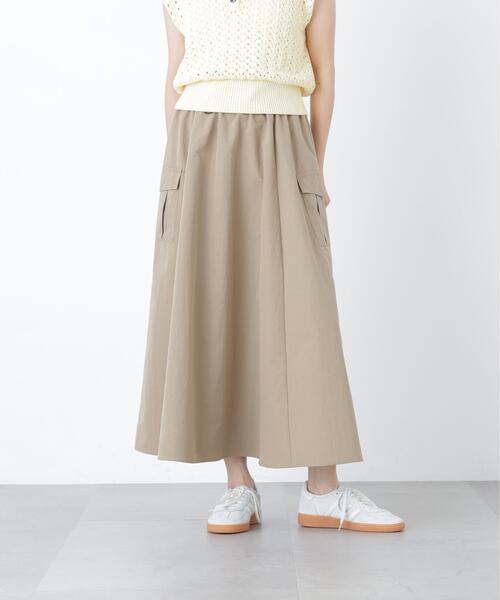 N.(N. Natural Beauty Basic)(エヌエヌナチュラルビューティーベーシック)の「ワークディテールフレアスカート(スカート・レディース・ベージュ/ダークブラウン・MEDIUM/P/S)」の4枚目の写真
