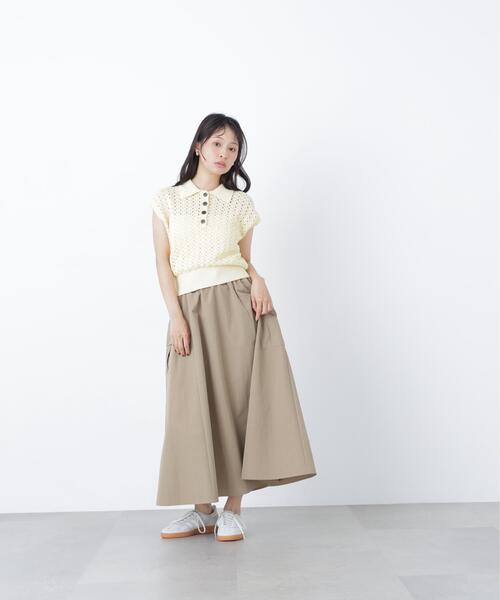 N.(N. Natural Beauty Basic)(エヌエヌナチュラルビューティーベーシック)の「ワークディテールフレアスカート(スカート・レディース・ベージュ/ダークブラウン・MEDIUM/P/S)」の5枚目の写真