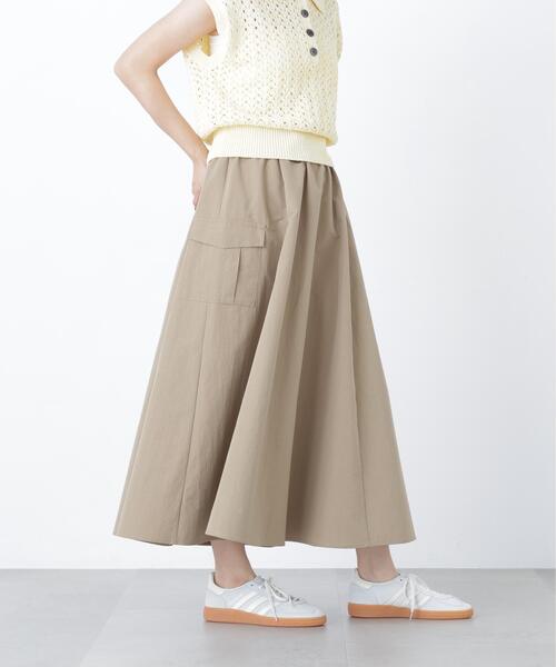 N.(N. Natural Beauty Basic)(エヌエヌナチュラルビューティーベーシック)の「ワークディテールフレアスカート(スカート・レディース・ベージュ/ダークブラウン・MEDIUM/P/S)」の6枚目の写真
