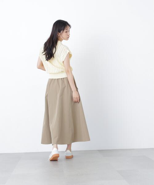 N.(N. Natural Beauty Basic)(エヌエヌナチュラルビューティーベーシック)の「ワークディテールフレアスカート(スカート・レディース・ベージュ/ダークブラウン・MEDIUM/P/S)」の8枚目の写真