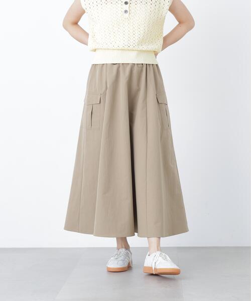 N.(N. Natural Beauty Basic)(エヌエヌナチュラルビューティーベーシック)の「ワークディテールフレアスカート(スカート・レディース・ベージュ/ダークブラウン・MEDIUM/P/S)」の10枚目の写真