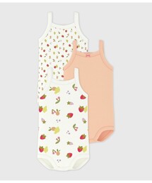 PETIT BATEAU | フルーツプリント キャミソールボディ３枚組(ロンパース)