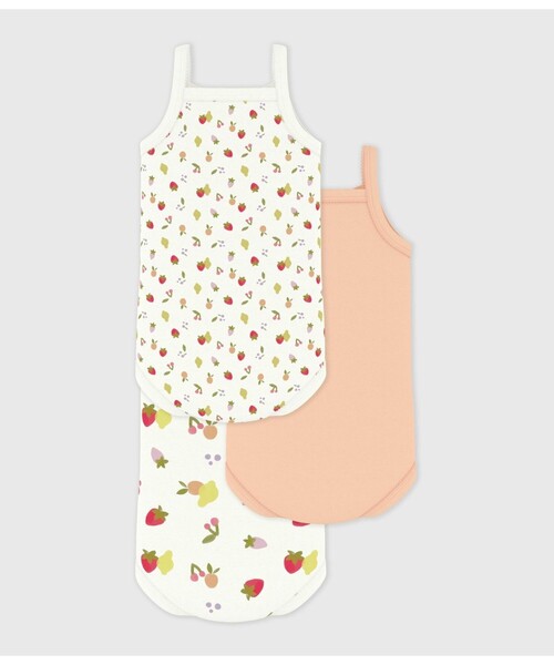 PETIT BATEAU(プチバトー)の「フルーツプリント キャミソールボディ3枚組(ロンパース・キッズ・その他1・6MONTH/18MONTH/24MONTH/12MONTH)」の2枚目の写真