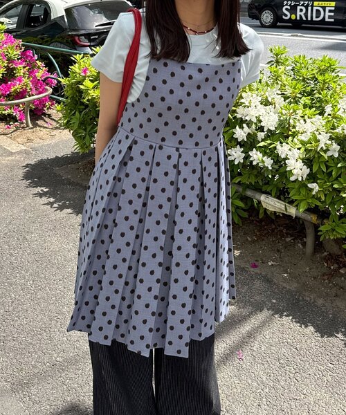 CIAOPANIC(チャオパニック)の「(ドット柄・無地)プリーツキャミチュニックワンピース(チュニック・レディース・ベージュ/グレー/チャコールグレー・ONE SIZE)」の5枚目の写真