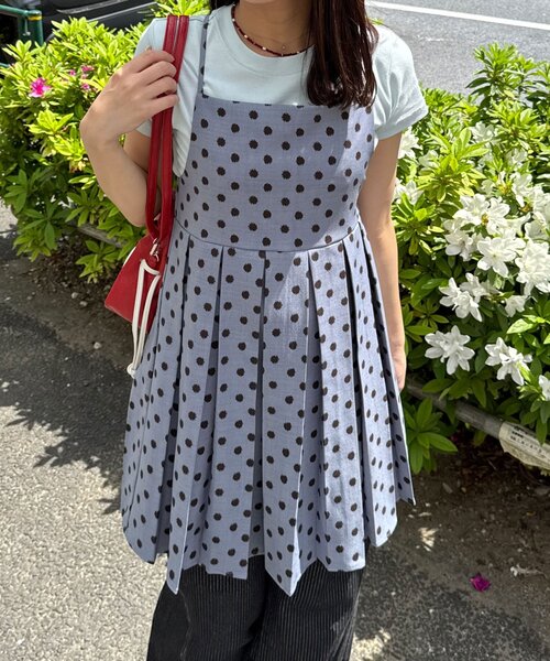 CIAOPANIC(チャオパニック)の「(ドット柄・無地)プリーツキャミチュニックワンピース(チュニック・レディース・ベージュ/グレー/チャコールグレー・ONE SIZE)」の6枚目の写真