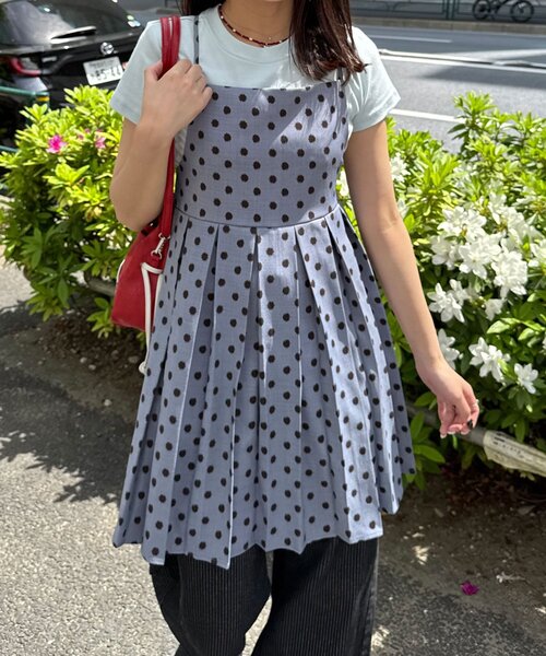 CIAOPANIC(チャオパニック)の「(ドット柄・無地)プリーツキャミチュニックワンピース(チュニック・レディース・ベージュ/グレー/チャコールグレー・ONE SIZE)」の7枚目の写真