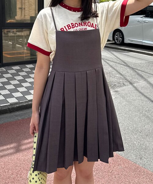 CIAOPANIC(チャオパニック)の「(ドット柄・無地)プリーツキャミチュニックワンピース(チュニック・レディース・ベージュ/グレー/チャコールグレー・ONE SIZE)」の13枚目の写真