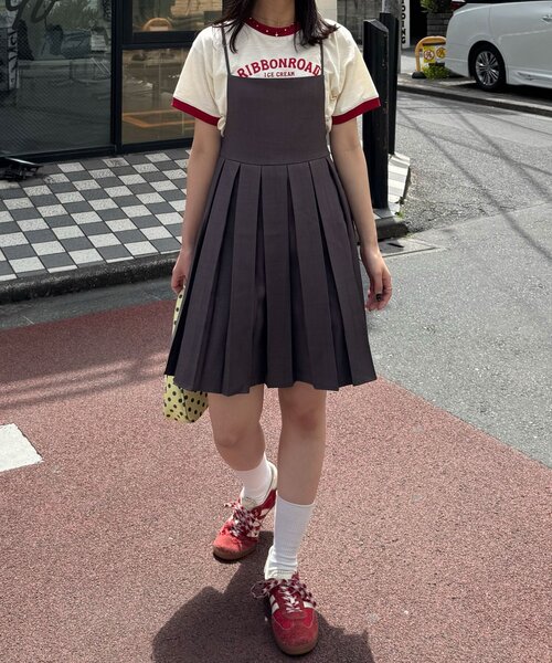CIAOPANIC(チャオパニック)の「(ドット柄・無地)プリーツキャミチュニックワンピース(チュニック・レディース・ベージュ/グレー/チャコールグレー・ONE SIZE)」の19枚目の写真