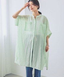Pitchoune チュニック 七分袖 グリーン・草色チェック Pitchoune チュニック 七分袖 グリーン・草色チェックの通販はau PAY