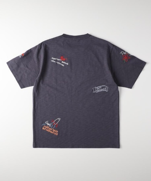 Right-on（ライトオン）の「スラブ刺繍ロゴ半袖Tシャツ（Tシャツ/カットソー・メンズ・ホワイト/ブラック・S/M/L/XL）」の6枚目の写真