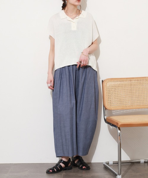 FUNALIVE(ファンアライブ)の「コットンシャンブレー ワイドタックパンツ 26SS(その他パンツ・レディース・ネイビー系2/ブラック系2・FREE)」の11枚目の写真
