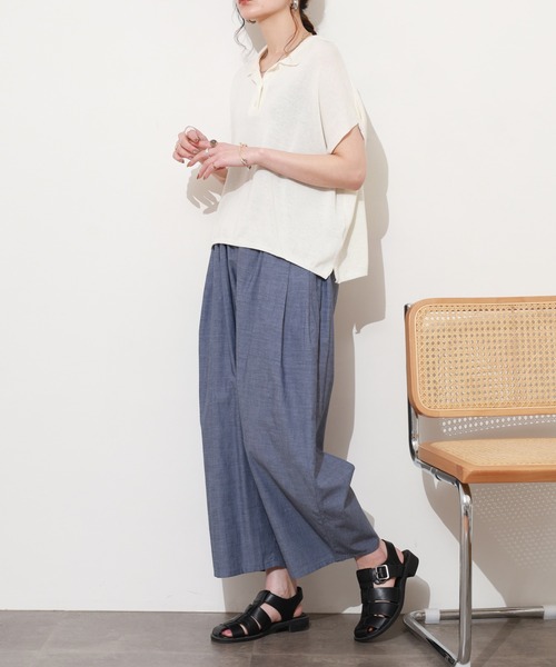FUNALIVE(ファンアライブ)の「コットンシャンブレー ワイドタックパンツ 26SS(その他パンツ・レディース・ネイビー系2/ブラック系2・FREE)」の12枚目の写真