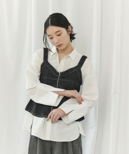 CIEL'AIR(シエルエアー)の「DENIM BUSTIER(デニムビスチェ)(その他トップス・レディース・ブルー/ブラック・FREE)」の7枚目の写真