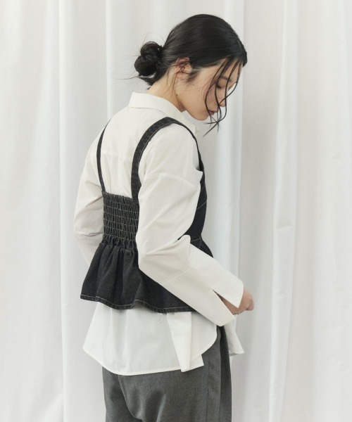 CIEL'AIR(シエルエアー)の「DENIM BUSTIER(デニムビスチェ)(その他トップス・レディース・ブルー/ブラック・FREE)」の5枚目の写真