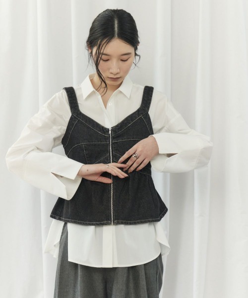 CIEL'AIR(シエルエアー)の「DENIM BUSTIER(デニムビスチェ)(その他トップス・レディース・ブルー/ブラック・FREE)」の8枚目の写真
