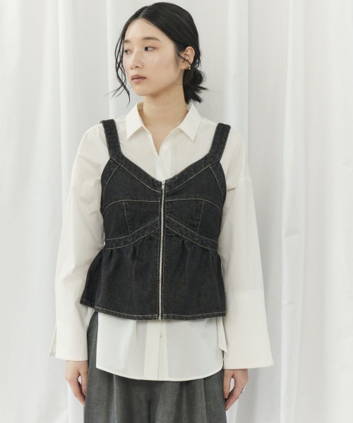 CIEL'AIR(シエルエアー)の「DENIM BUSTIER(デニムビスチェ)(その他トップス・レディース・ブルー/ブラック・FREE)」の9枚目の写真