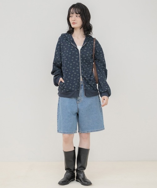 HEILIS(ヘイリス)の「花柄ワッフルジップパーカー/パーカー レディース ジップパーカー ダブルジップ フーディー 花柄 小花柄 ワッフル素材 羽織り 長袖 ライトアウター セットアップ 韓国ファッション カジュアル ガーリー 秋 秋服 秋コーデ 秋冬 秋冬コーデ レイヤード 長袖コーデ ノームコア オフホワイト ネイビー(パーカー・レディース・オフホワイト/ネイビー・FREE)」の10枚目の写真