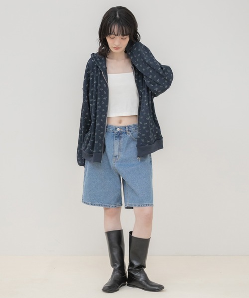 HEILIS(ヘイリス)の「花柄ワッフルジップパーカー/パーカー レディース ジップパーカー ダブルジップ フーディー 花柄 小花柄 ワッフル素材 羽織り 長袖 ライトアウター セットアップ 韓国ファッション カジュアル ガーリー 秋 秋服 秋コーデ 秋冬 秋冬コーデ レイヤード 長袖コーデ ノームコア オフホワイト ネイビー(パーカー・レディース・オフホワイト/ネイビー・FREE)」の13枚目の写真