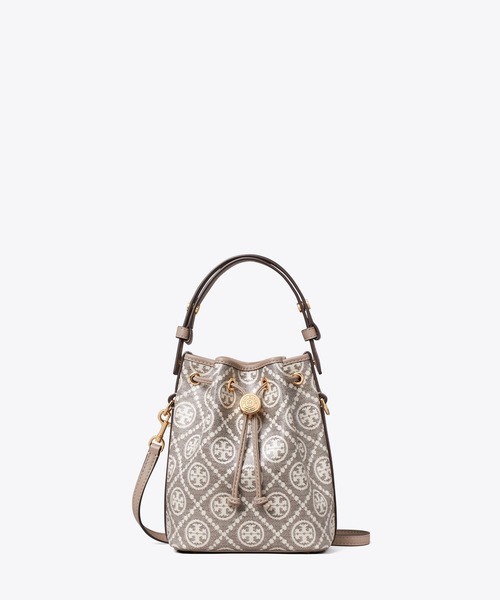 TORY BURCH（トリーバーチ）の「Tモノグラム コーテッドジャガード ミニ バケットバッグ（ショルダーバッグ・レディース・ダークブラウン・ONE SIZE）」の4枚目の写真