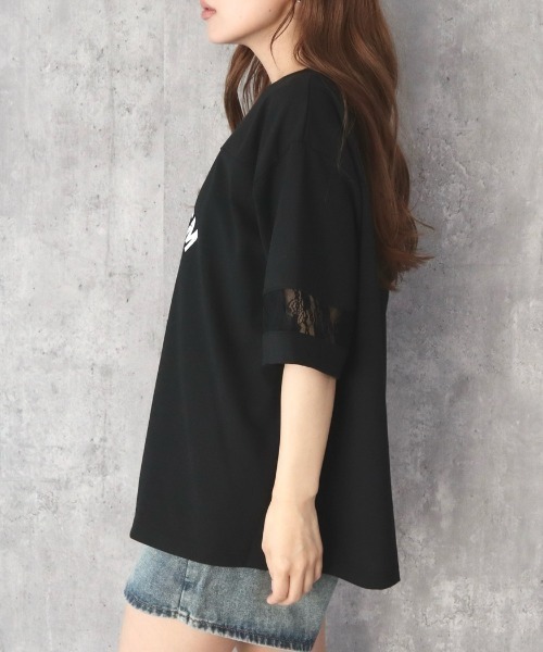 INTERPLANET（インタープラネット）の「袖レース切替ナンバリングプリントTシャツ（Tシャツ/カットソー・レディース・ブラック/オフホワイト・MEDIUM/LARGE）」の13枚目の写真