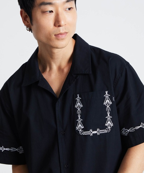 HUF(ハフ)の「PINSTRIPE EMB RESORT SHIRT(シャツ/ブラウス・メンズ・グリーン系その他/ブラック・S/M/L/XL)」の14枚目の写真