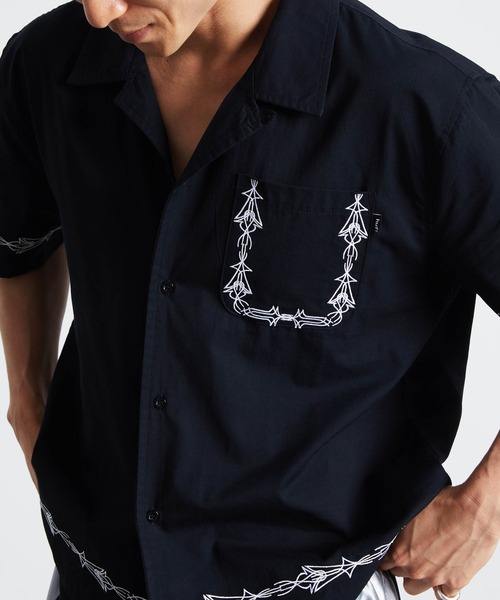HUF(ハフ)の「PINSTRIPE EMB RESORT SHIRT(シャツ/ブラウス・メンズ・グリーン系その他/ブラック・S/M/L/XL)」の15枚目の写真