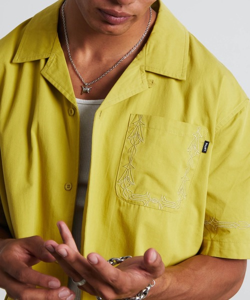 HUF(ハフ)の「PINSTRIPE EMB RESORT SHIRT(シャツ/ブラウス・メンズ・グリーン系その他/ブラック・S/M/L/XL)」の18枚目の写真